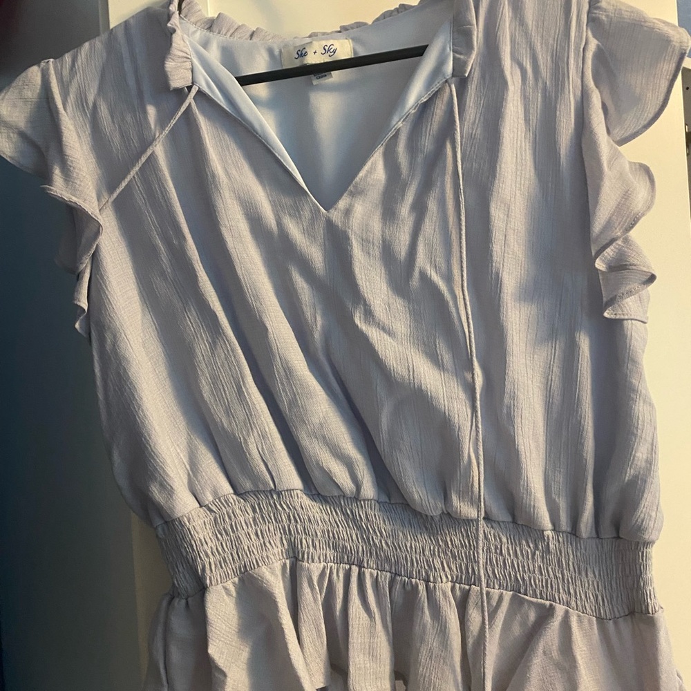 Sky Blue Smocked Blouse